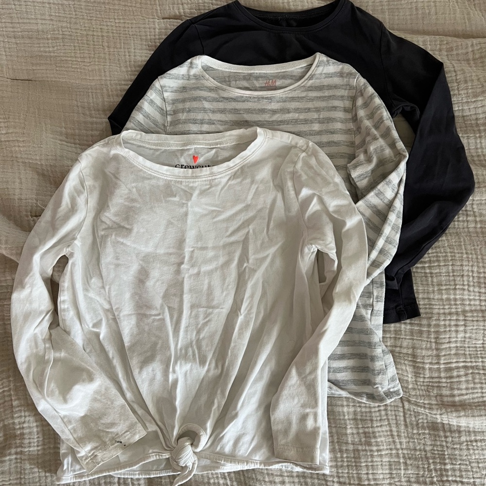 Crewcuts + HM Kids Long Sleeve Tops - White, Gray, Black, sz 6